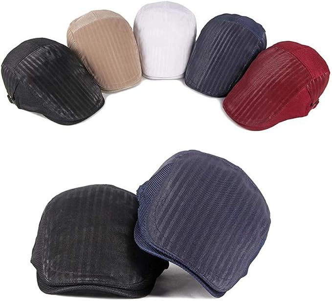 RUICHENG Béret Casquette Plate Homme Été Respirante - Style Gavroche Vintage Réglable