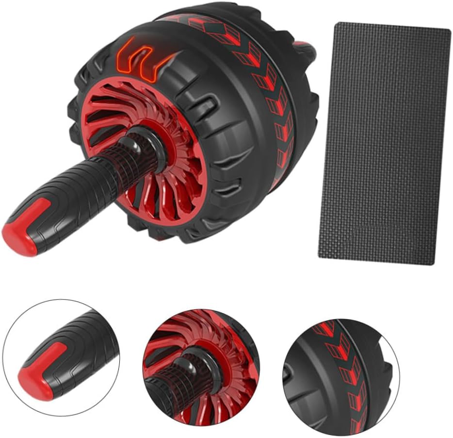 GALPADA Automatic Rebound Ab Roller Wheel with Non-slip Handles and Quiet Grip for Core Workout and Fast Fat Burning Includes Knee Mat for Home Gym Fitness Equipment Red