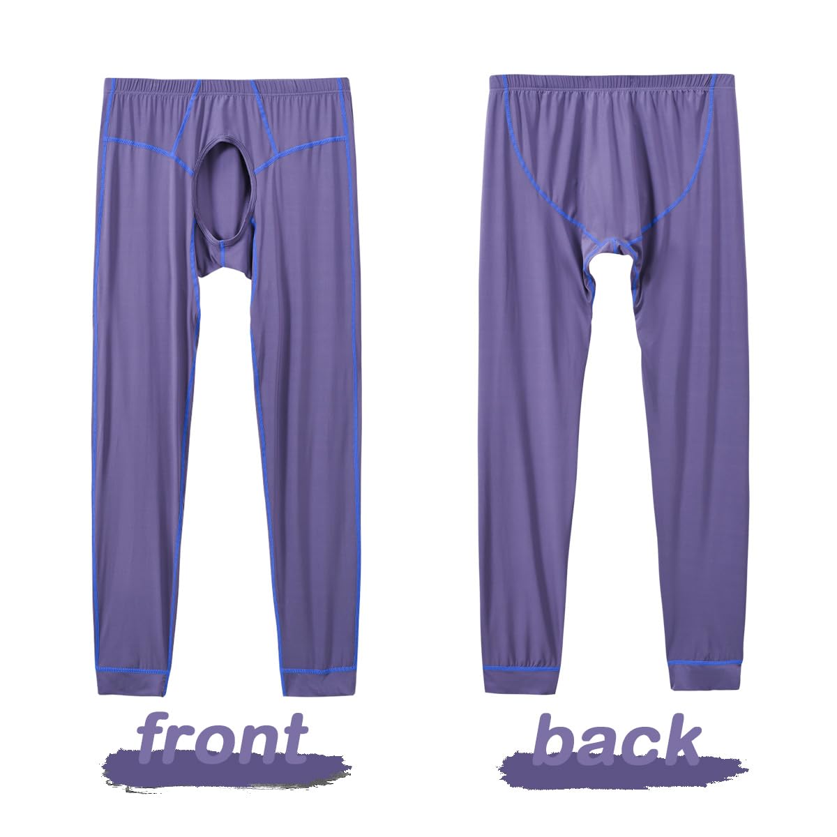 JINSHI Herren-Thermo-Unterhose mit offener Vorderseite, schmale Passform, lange Unterhose, Kompressionshose