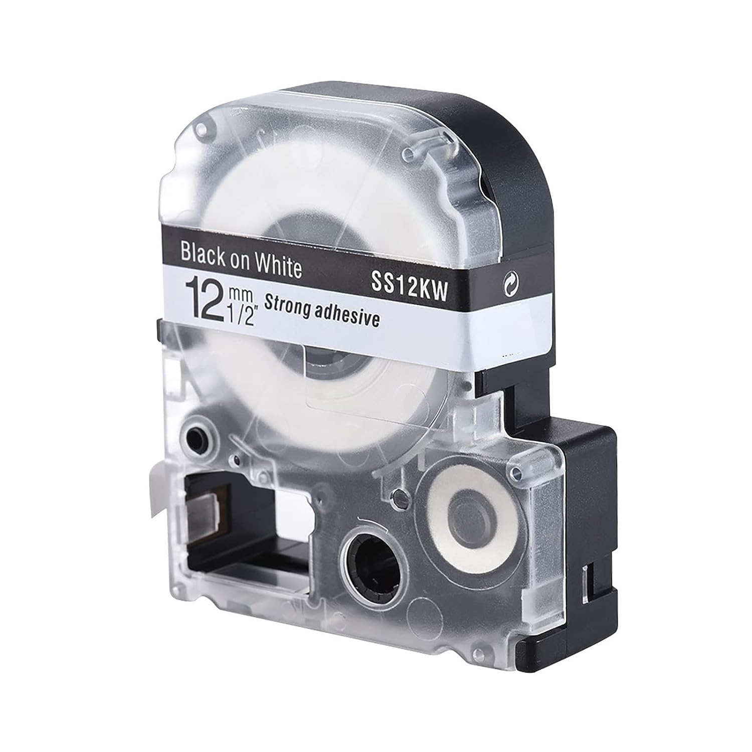 Melfi™ SS12KW/LC4WBN Compatible Label Refill Replacement for Epson Label Printer 12mm * 8m LW400/LW600/SR230C/SR230CH/SR530C/SR550C(Black on White)