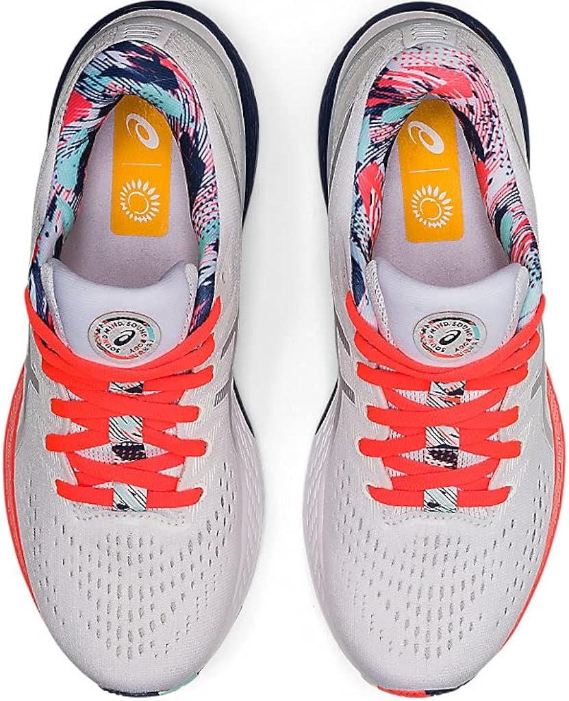 ASICS Women's Gel-Kayano 28 Running Shoes 6 Wide White/Thunder Blue