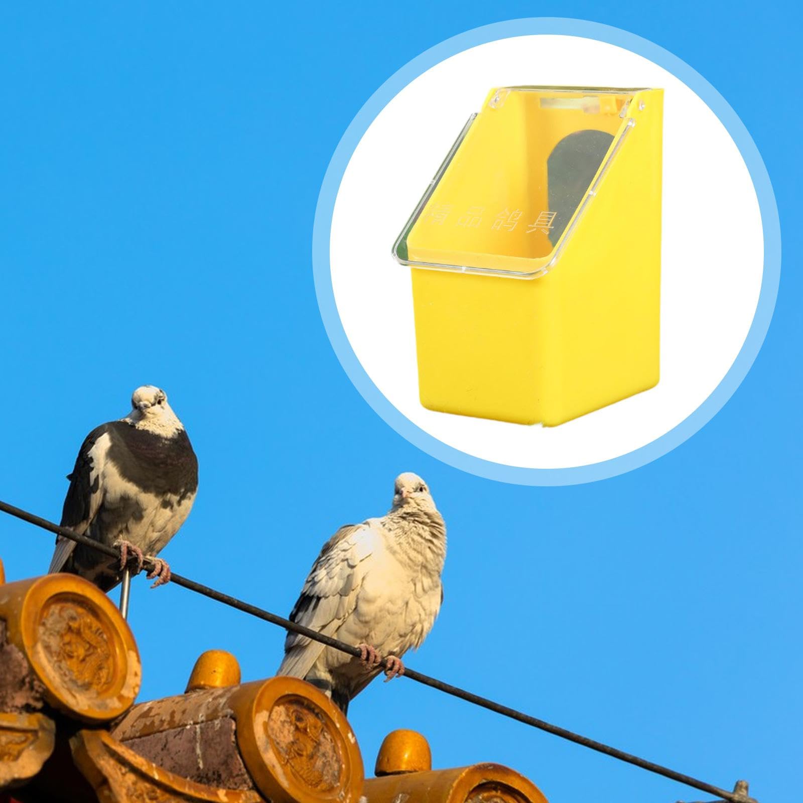 predolo Comedero para Palomas, tórtolas y pájaros. Dispensador de Comida Colgante para y periquitos, Amarillo