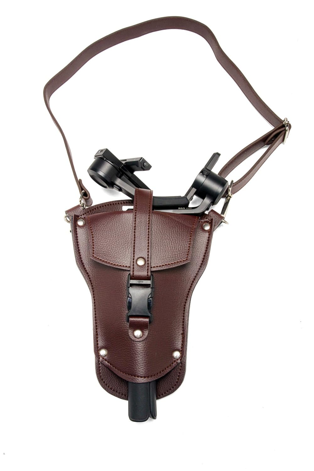 SHOPEE Brown PU Leather Gimbal Holster Case, Shoulder Carry Waist Pouch for DJI RS2/RS3/RS4, Crane 2/2S/3S/M2/M2S/ Crane M3 WEEBIL 2/3 Camera STABILIZER Professional Camera Stabilizer Carry Bag-image-2
