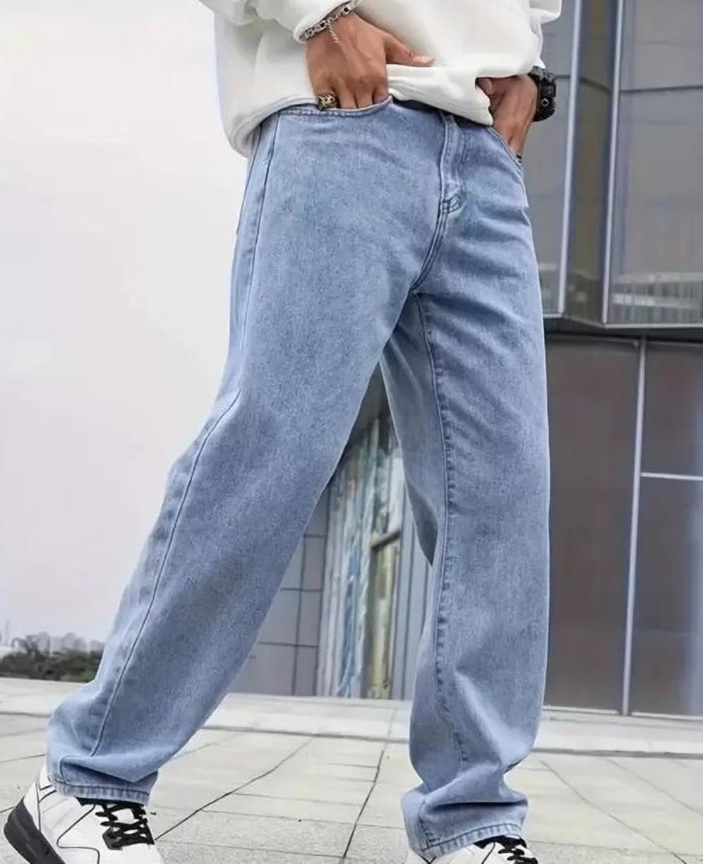 Mens Ice Blue Baggy Jeans (VLT-111)-image-36