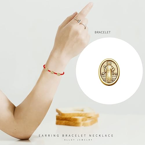 Miniatura 4 de 120 cuentas espaciadoras de aleación de Jesús María Religiosa Medallón de Benedicto Benito, cuentas ovaladas sueltas para joyería accesorios de