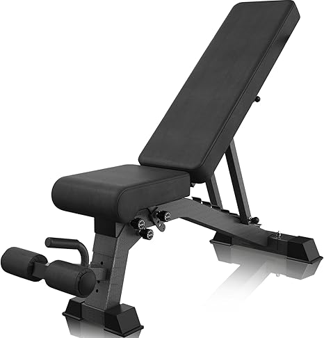 Foldable Weight Bench - Adjustable Bench for Full Body Workout, Fully Upright Backrest Design, Multi-Purpose Incline Decline Bench - 2025 Version Black