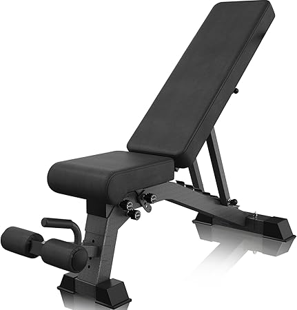 Foldable Weight Bench - Adjustable Bench for Full Body Workout, Fully Upright Backrest Design, Multi-Purpose Incline Decline Bench - 2025 Version Black