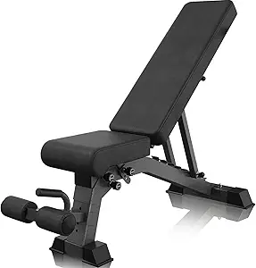 Foldable Weight Bench - Adjustable Bench for Full Body Workout, Fully Upright Backrest Design, Multi-Purpose Incline Decline Bench - 2025 Version Black