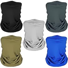 5 Pack Neck Gaiter Face Cover for UV Sun Protection, Dustproof Breathable Cooling Gator for Men Women Outdoor Sports, Multicolor-1, Large
