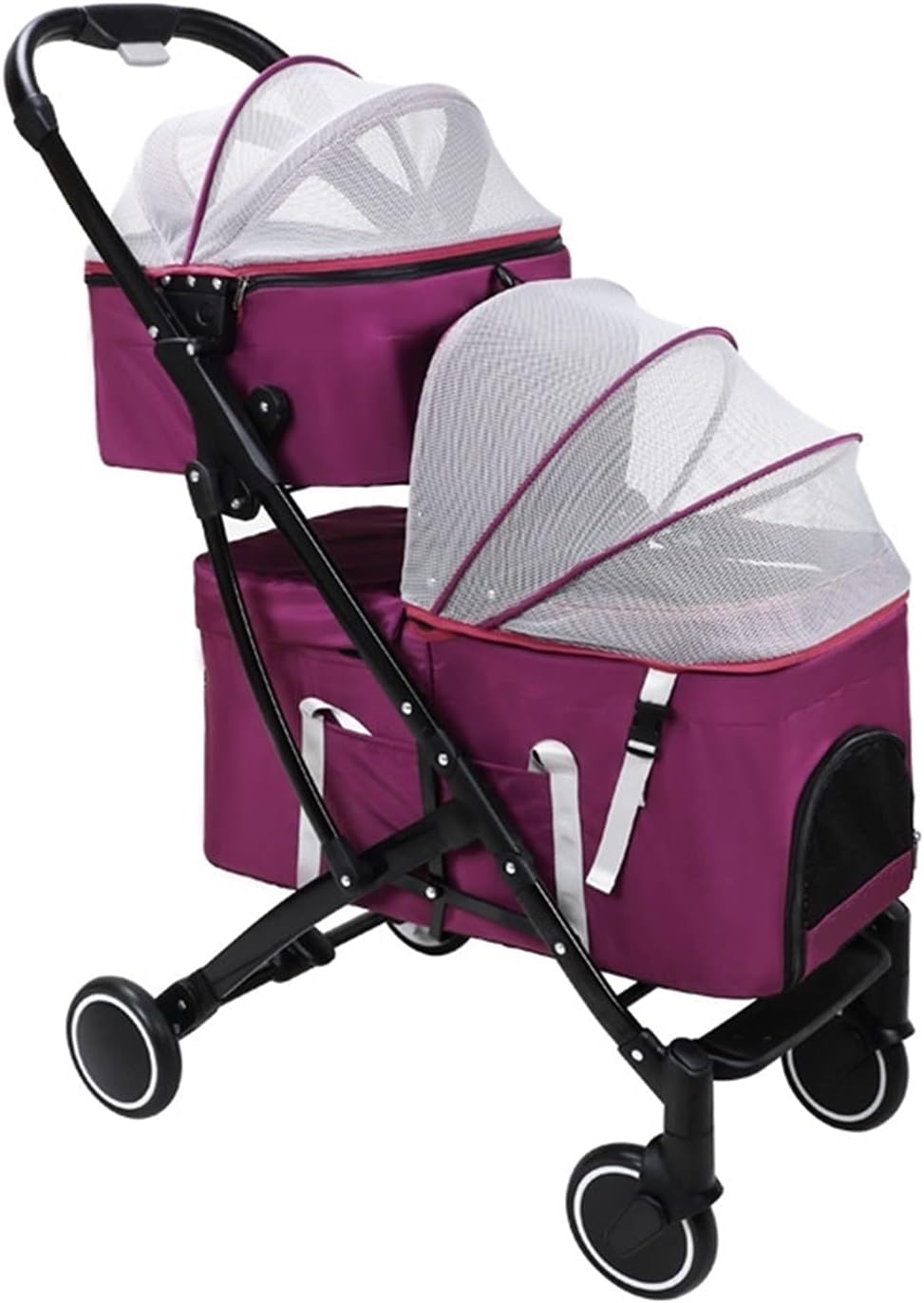 AUNIVO Double Pet Stroller, 2 in 1 Detachable Two Tier Dog