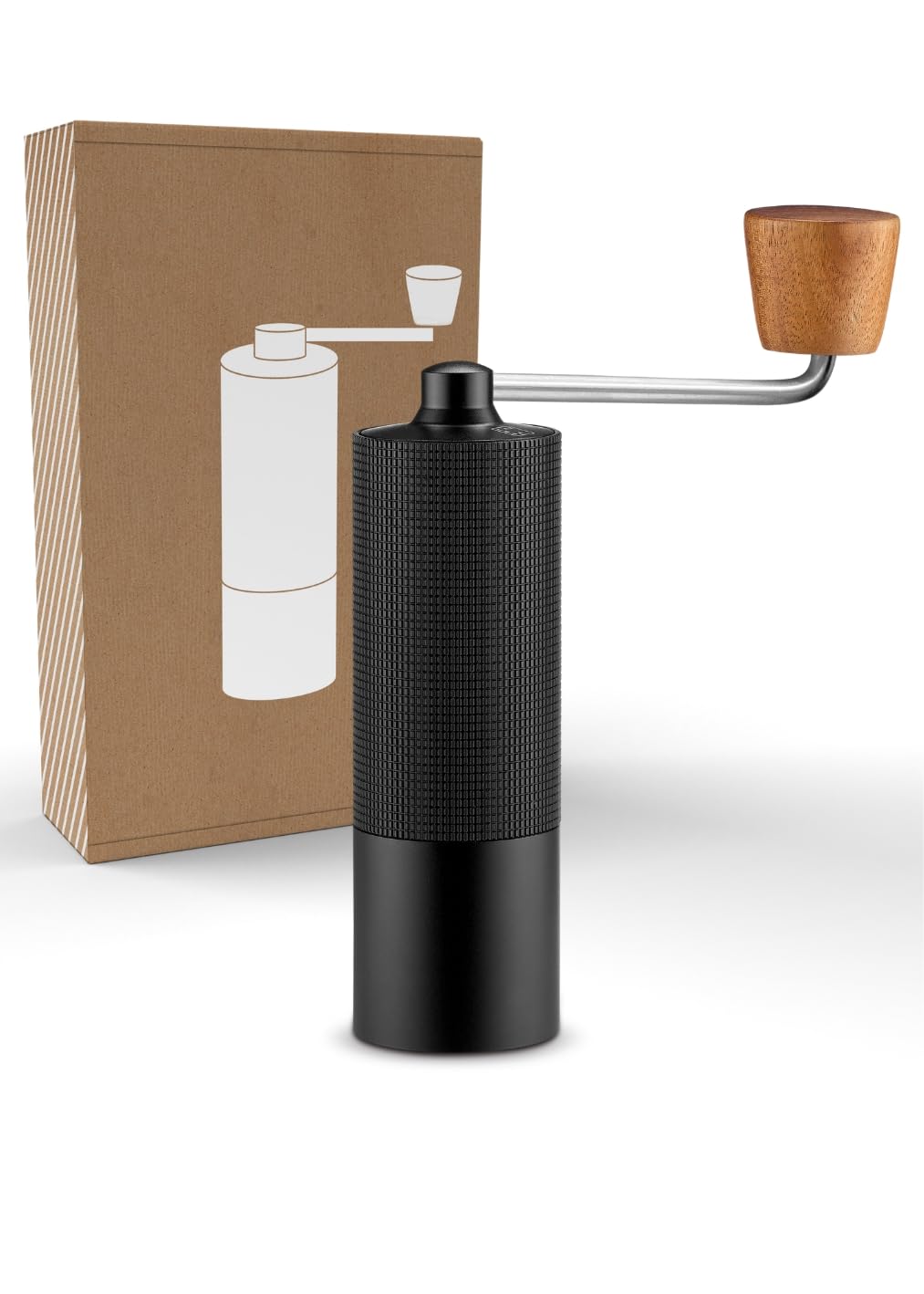 Lambda Coffee® Molinillo de café manual con mecanismo de acero inoxidable, molinillo de café, molinillo de cono con mango de madera, ajuste preciso del grado de molienda,molinillo de café