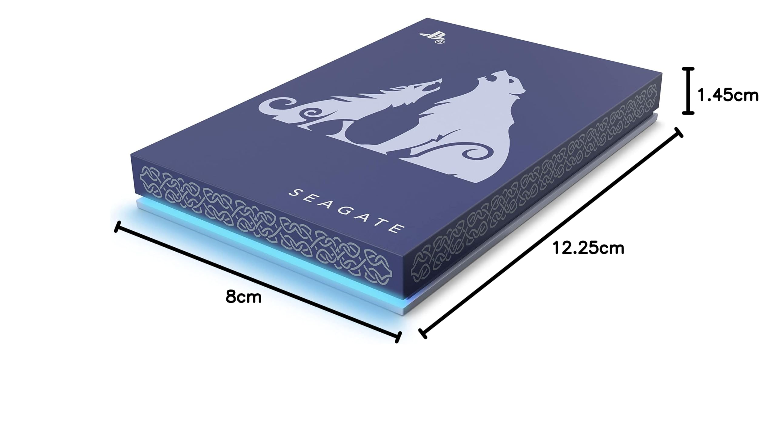 Seagate God of War Ragnarök Game Drive en édition limitée, 2 To, Disque dur externe - USB 3.0, éclairage LED bleu glacier, sous licence officielle pour les consoles PlayStation (STLV2000200)