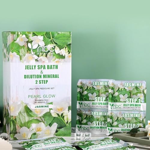 Natury Nails by nbc Jelly Spa Pedicure Professionnel Pearl Glow - Kit bain de gel pour pieds et minéraux à dissolution en 2 étapes, fournitures pour salon de manucure, sans paraben, boîte de 30 unités