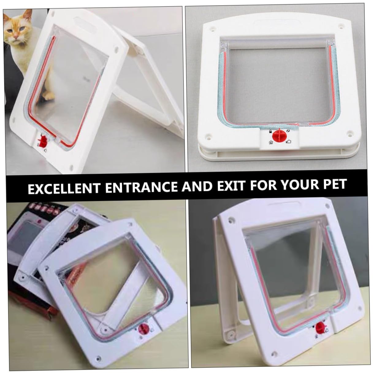 Chatière Contrôlable pour Chat, Lot de 2, Abs Acrylique | Chat et Petit Chien, Forme Créative, Légère et Facile à Installer, Blanc et Marron