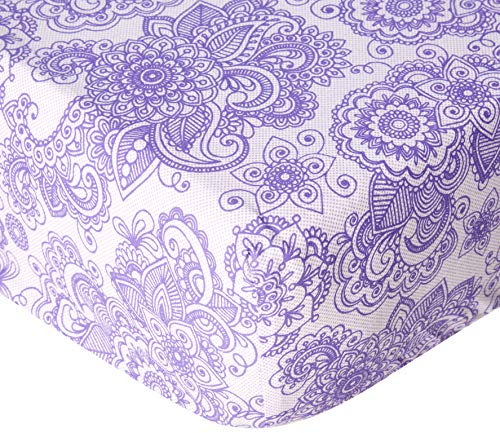 Bacati - 2 Pack Paisley Floral 100 Percent Cotton Percale Universal Baby Us Standard Crib/Toddler Bed Fitted Sheets (Lilac Purple Scroll) #TOP10