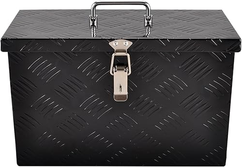 SSN Caja de herramientas de aluminio negro de 16 pulgadas, caja de herramientas de banda de rodadura de 5 barras para camión, cama, automóvil,