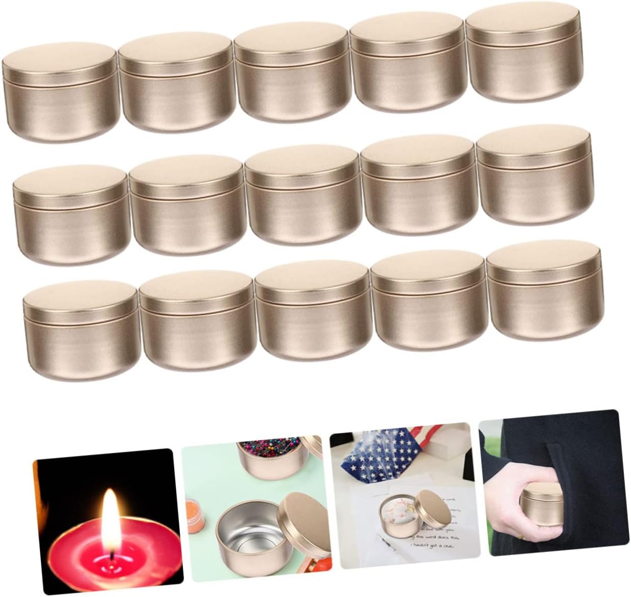 Aluminum Candle Making Tins 50ml 24 Pack Golden Storage Jars | Seamless Construction, Matte Gold Finish, Portable Reusable Set, for DIY Candle Making and Gift Storage