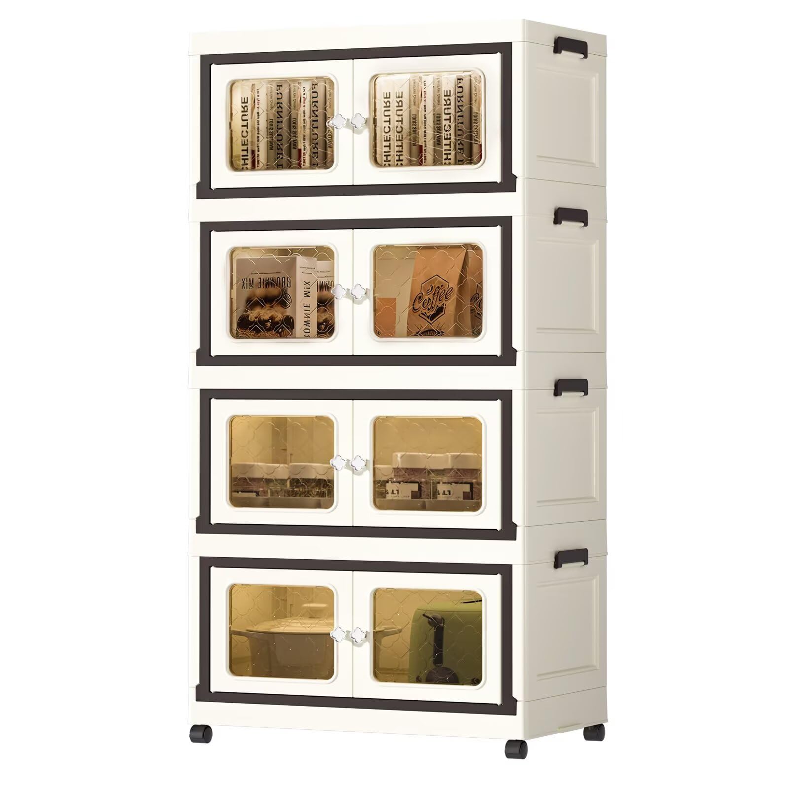 FITYE-KY 66QT Stackable Storage Bins with Lid 4 Tier Large Stroage Box and Container,Closet Organizers and Storage for Living Room Kitchen Dorm