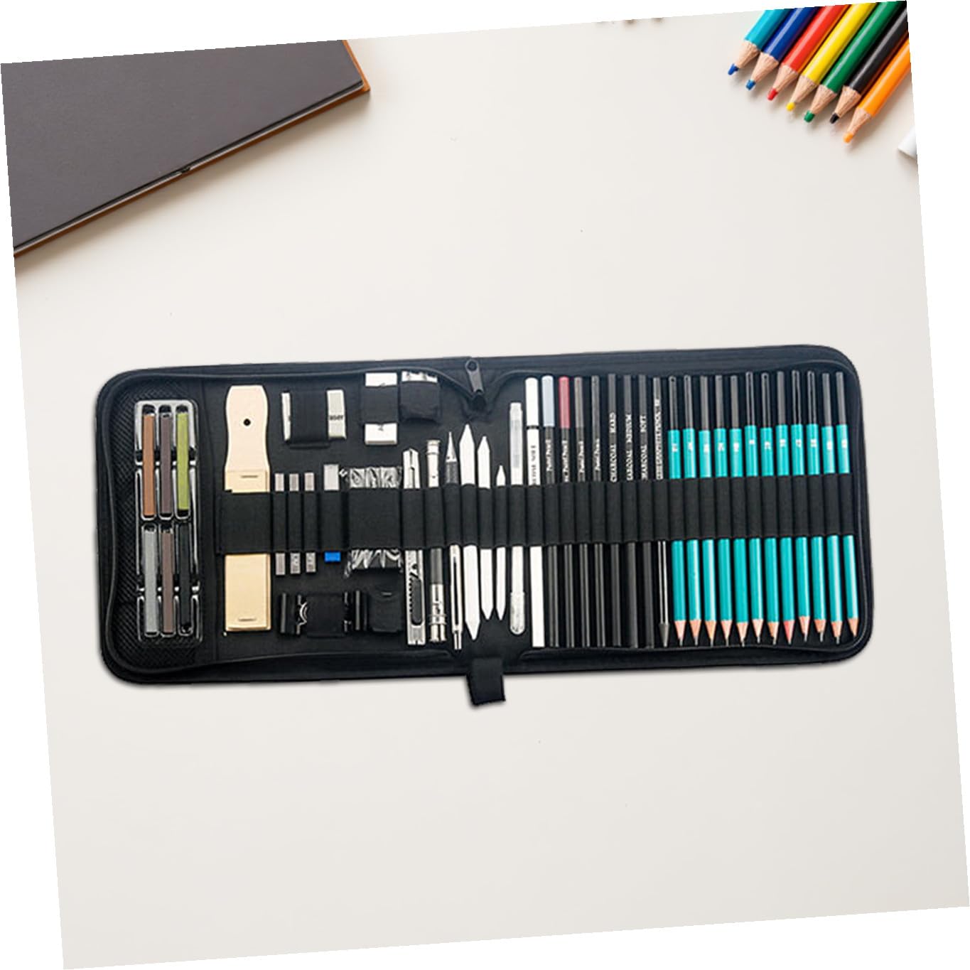 Set di Matite da Schizzo per Disegno, 50 Pezzi, per Hobby | Livelli per Sfumatura e Linea, Accessori in Legno Metallo e Carta, Adatto a Kids e Hobbyists