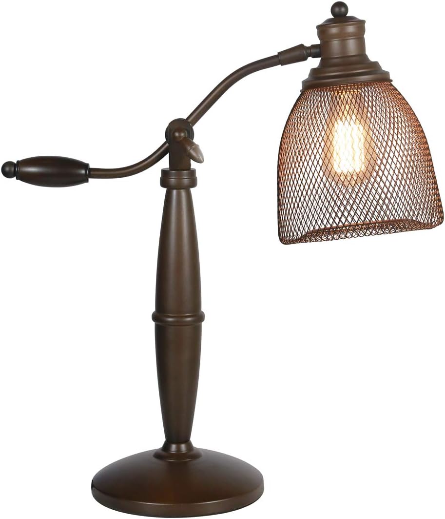MY CANARY Vintage Wrought Iron Birdcage Table Lamps, Art Iron Wire Cage Desk Light, can Adjust Swing Arm Lamp Lighting Fixtures