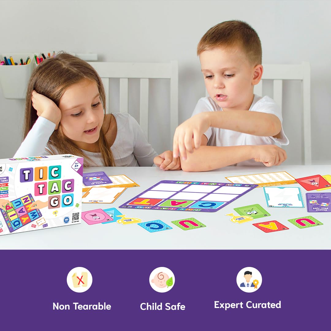 GiniMini Tic-Tac-Go! Sorting & Strategy Game for Kids 4 5 6 | 50+ Tiles Power-Up Cards Mystery Tiles & Challenges | Educational Family Activity & Birthday Gift for Boys Girls | Fun Learning Toy 4