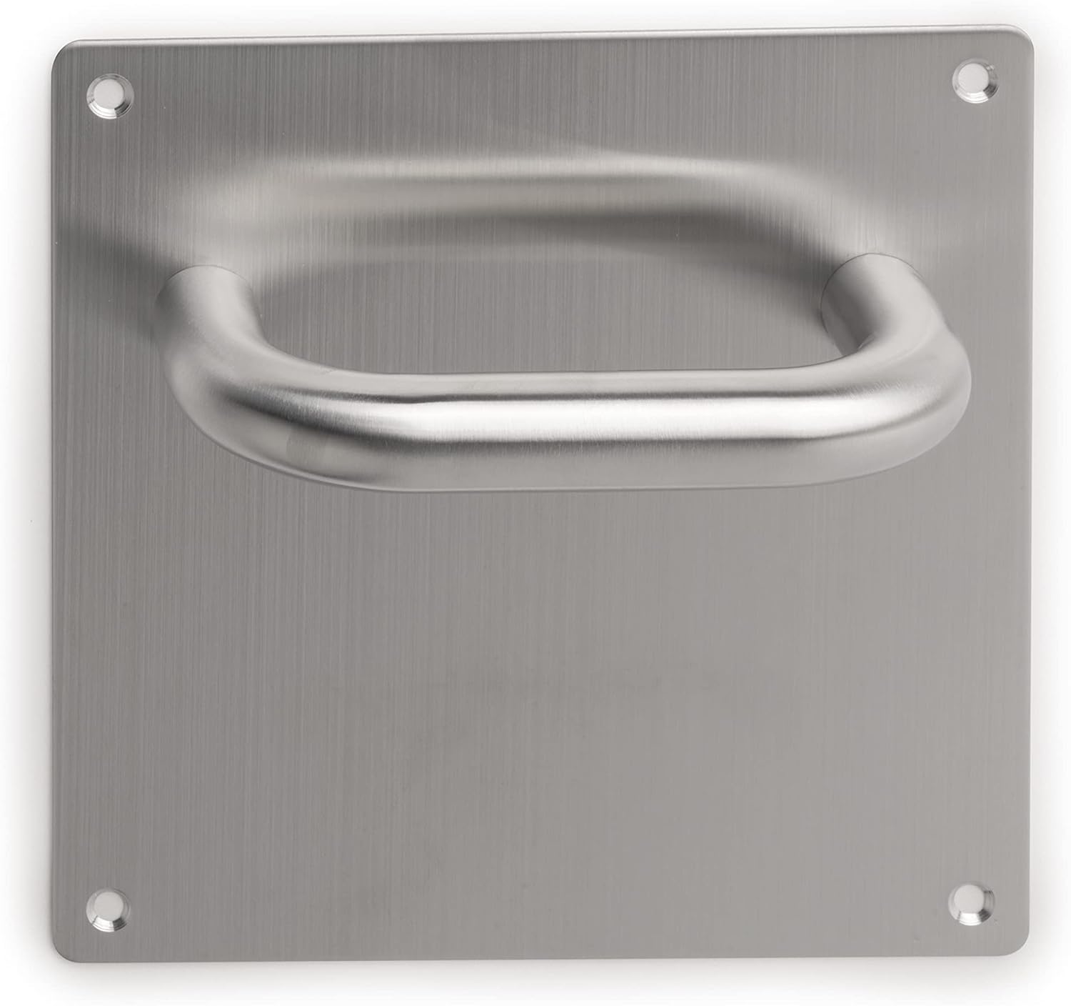 Emuca - Sets of L-Shaped Handles with Plate 17x17 cm for Interior Door, Stainless Steel, Satin Nickel.