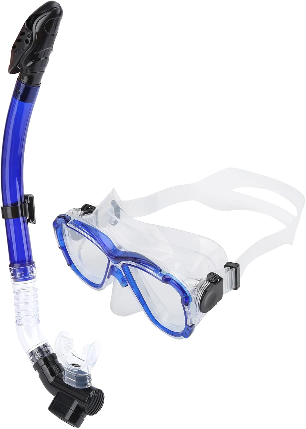 EVTSCAN Adults Snorkel Set Anti‑Fog Diving Cover Tempered Glass Goggles with Dry Top Snorkel Tube