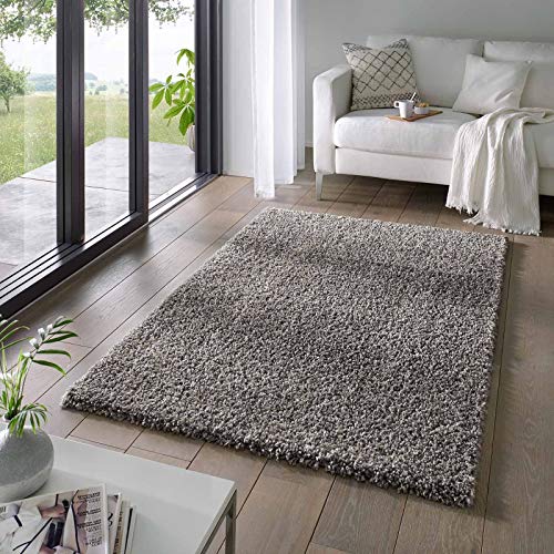 Taracarpet Shaggy Teppich Wohnzimmer Venezia Hochflor Langflor Teppiche modern Anthrazit 300x400 cm