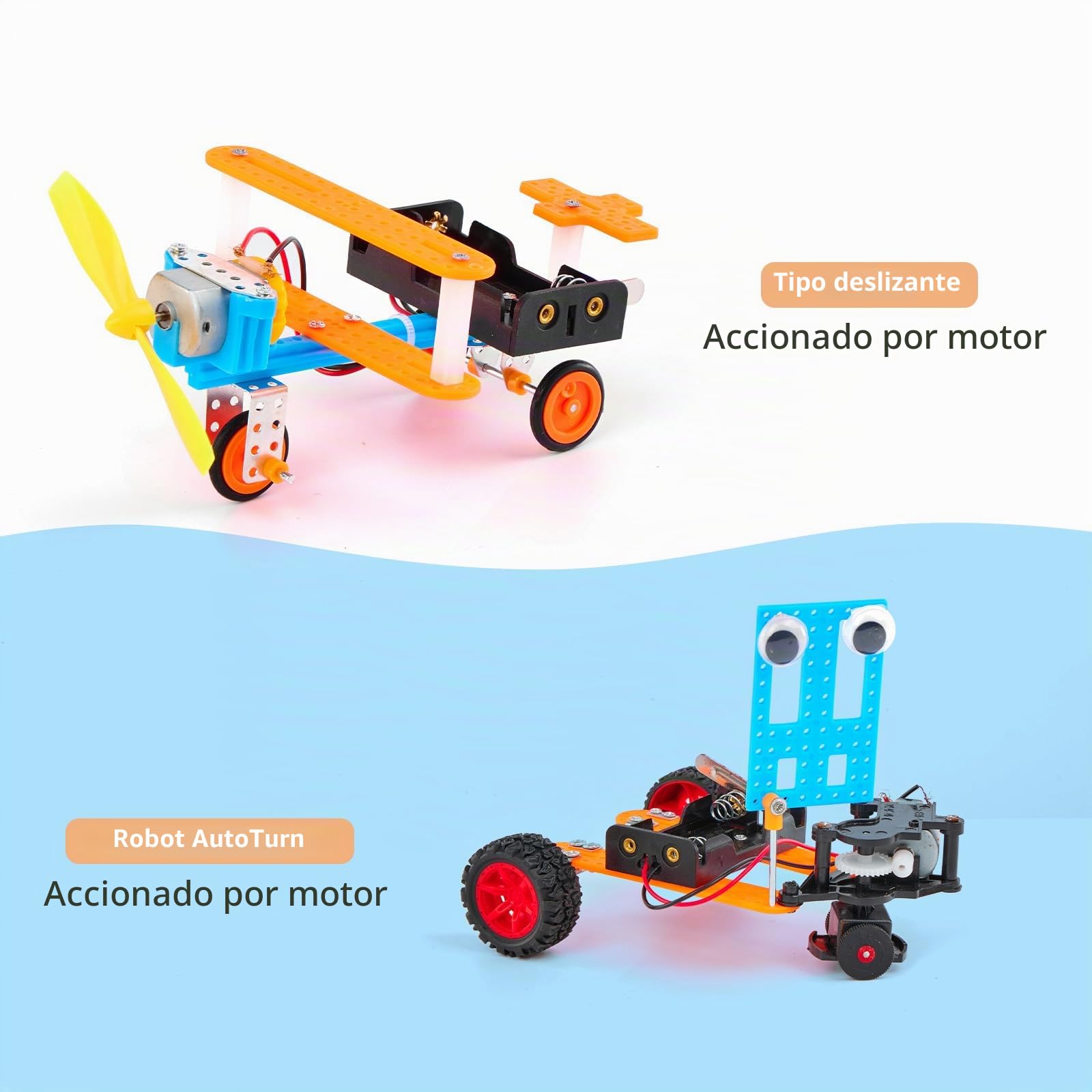 STEM - Kit de construcción de robot para niños - Conjunto de manualidades de experimentos de ingeniería con motor y herramientas, juguetes de aprendizaje para actividades de