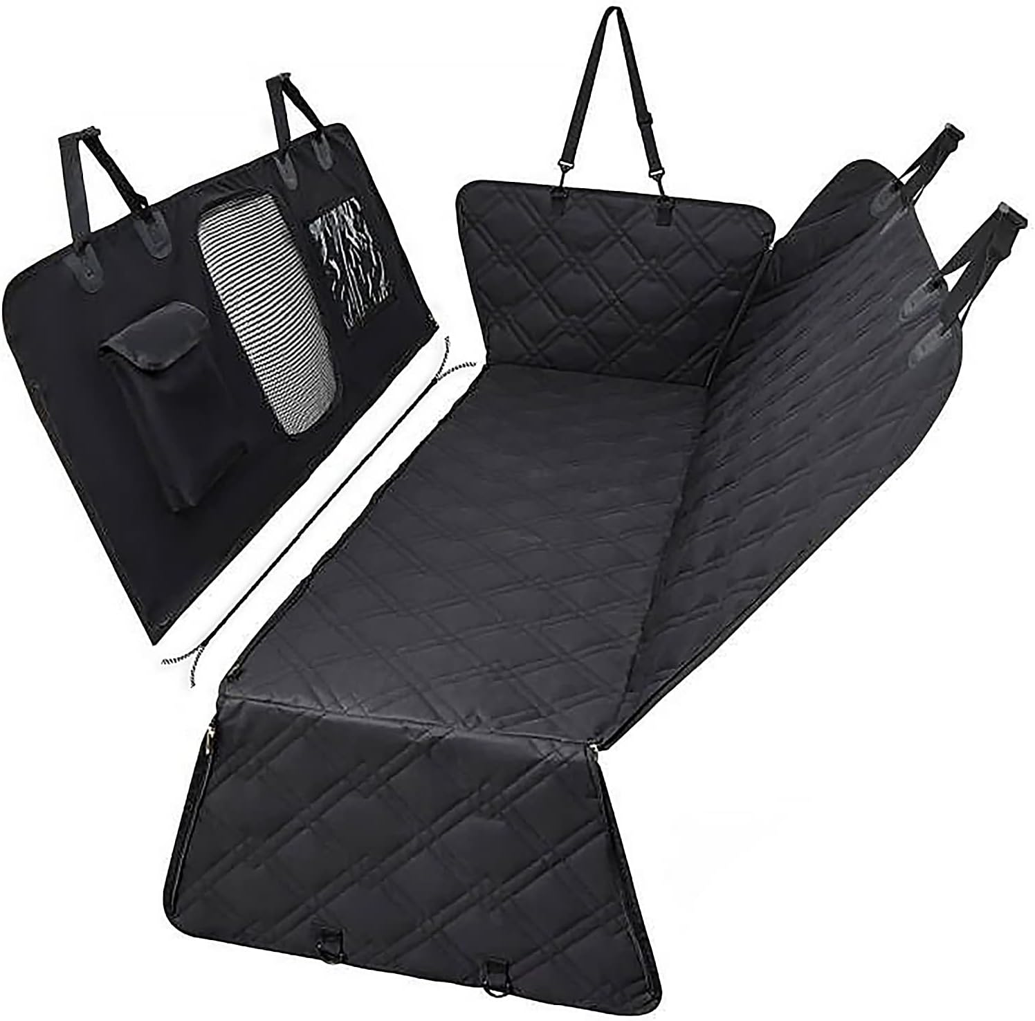 LUNPEAR ペット用ドライブシート 犬用 車シート カバー 防水ドライブシート 折り畳み式 後部座席 滑り止め 可視メッシュ窓 ペット用ドライブシート ドライブシート 全車種 車ペットシート 後部座席 可視メッシュ窓 飛び出し防止リード付き 汚れ防止 防水 耐摩 滑り止め  簡単取り付け 折り畳み式 ブラック – Giipet