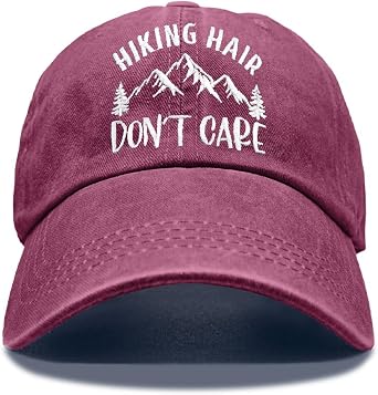 Hiking Embroidery Baseball Hats, Adjustable Classic Washed Distressed Ball Cap, Hiking Cap Gifts for Women Men