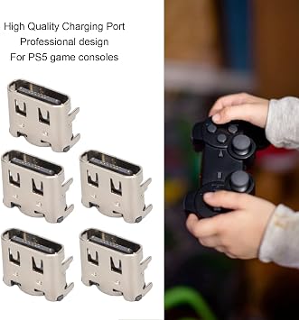 5PCs Replacement Charging Port Assembly for Controller, Repair Part USB C Adaptor Charger Socket