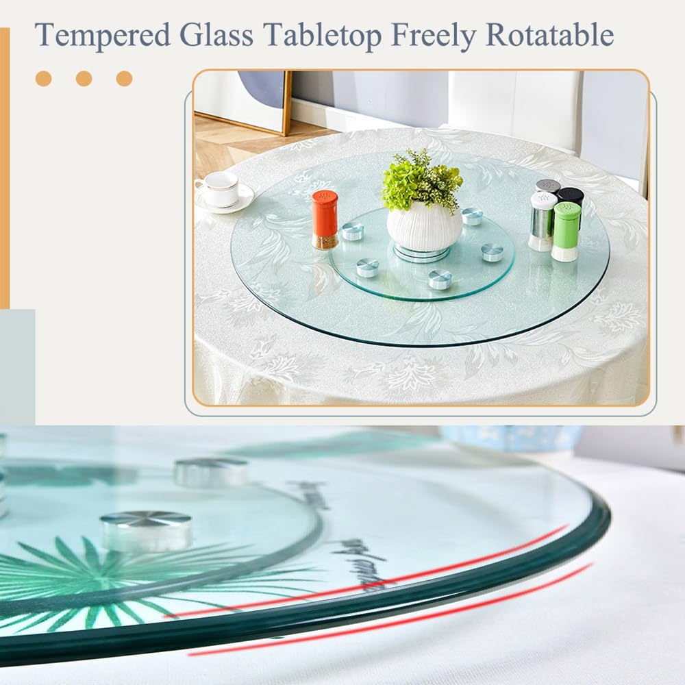 Grande Plateau Rotatif en Verre Trempé, 60 70 80 90 100cm Assiette De Service Rotative pour Table À Manger, Cuisine Restaurant Plateau Tournant, Pas Facile À Incliner(36 inch(90cm))