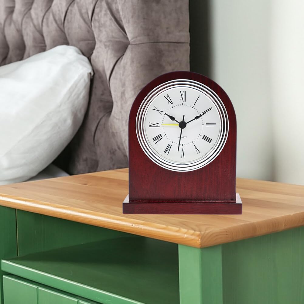 Réveil De Chevet En Bois Bordeaux - Silencieux, Sans Tic-tac, Avec Snooze - Horloge Analogique Pour Table De Nuit Ou Bureau