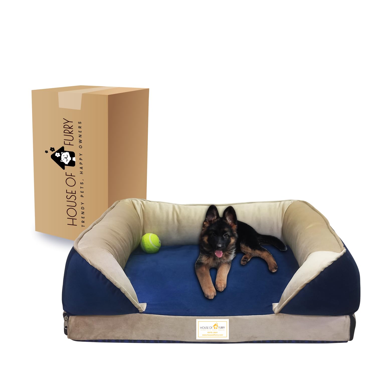 House of Furry Orthopedic Pet Bed with 100% Italian Velvet Orthopedic | Dogs | Cats | Lounger Bed | Soft Bolster (S) Gunther (B0BTVZZG9H) Amazon Price History, Amazon Price Tracker