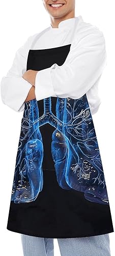 Miniatura 4 de MUSM Apron for Adults - 27.6 X 31.5 Inch, Heavy-Duty Polyester Aprons with Two Large Pockets, Waterproof Lungs Under The Light Kitchen Apron for