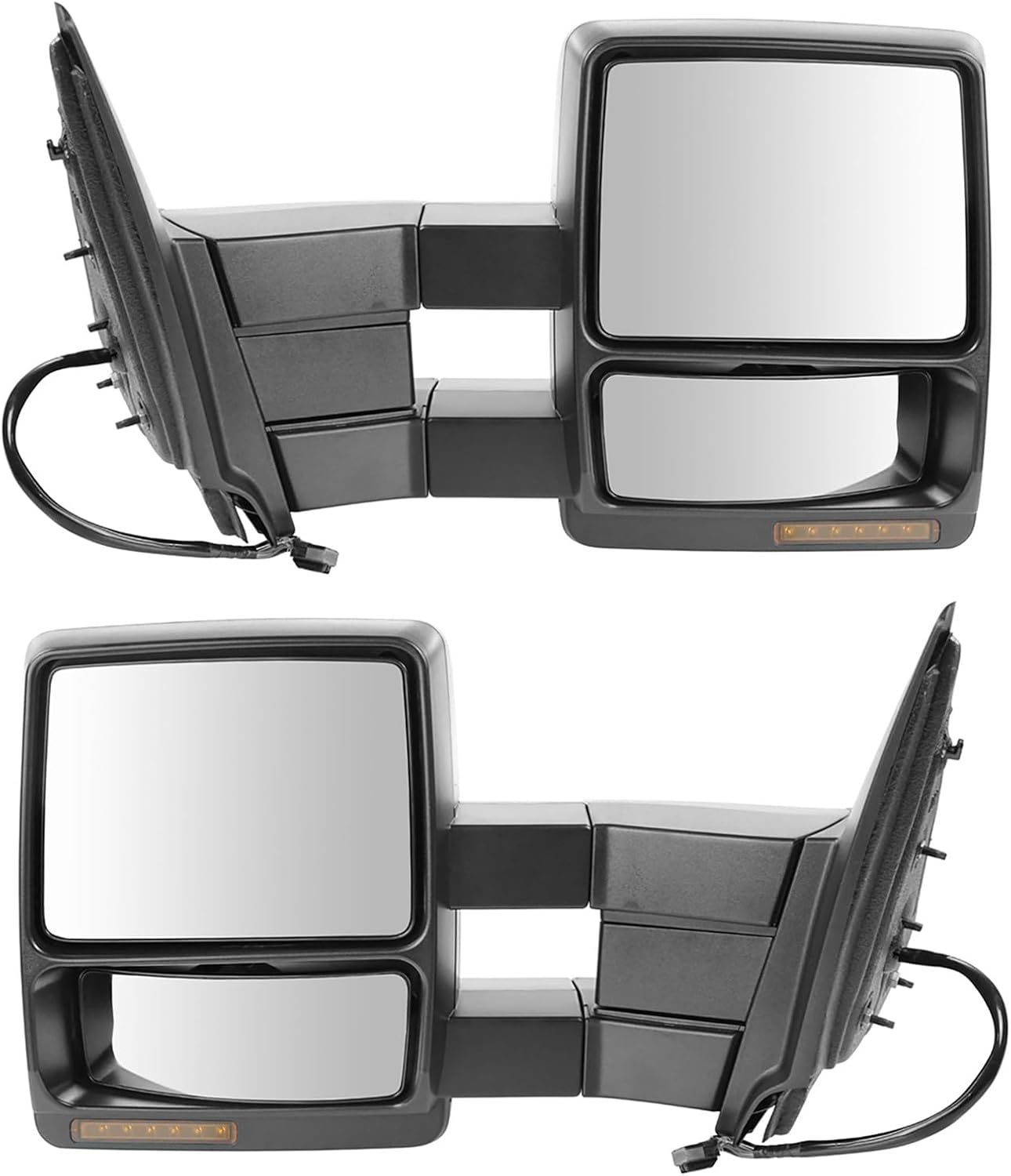 Towing Mirror Set 2 Piece Power Heated Memory Turn Signal Textured Manual Folding Puddle Light Compatible with 2003-2010 Ford Expedition 2003-2011 Lincoln Navigator