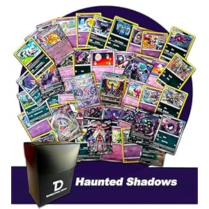 Haunted Shadows Bundle Pokémon Compatible TCG Random Assortment || Guaranteed Dark or Psychic Ultra Rare + 20 Dark or Psychic Pokémon Compatible Cards + Dan123yal Deck Box