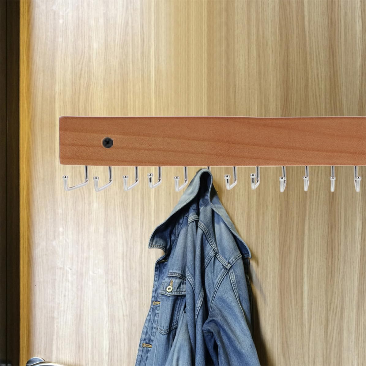 VALICLUD 2pcs Wooden Tie and Belt Organizer with 20 Hooks, Wall Mounted Space Saving Rack for Closet and Entryways, Resistant to Deformation and Convenient Storage Solution