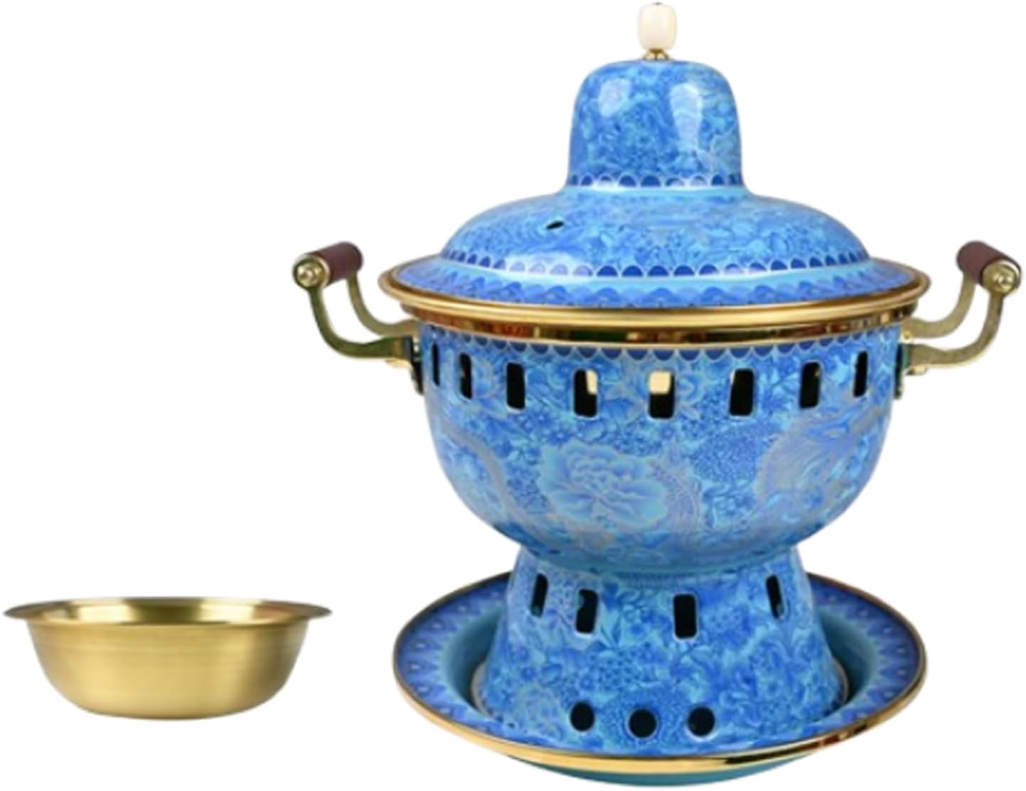 Hot Pot Single Cloisonne Copper Hot Pot, Old Beijing Alcohol Small Hot Pot Household Old-Fashioned Shabu Handmade Copper Pot Non-Stick,A
