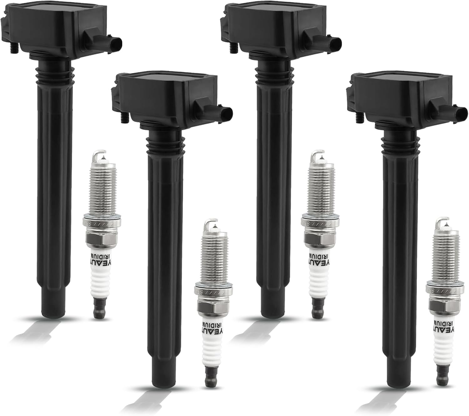 Ignition Coil Pack Replacement of UF751 UF754 and Iridium Spark Plugs Set of 4 Compatible with Jeep Cherokee Compass Renegade Replacement of 5C2113 GN10738