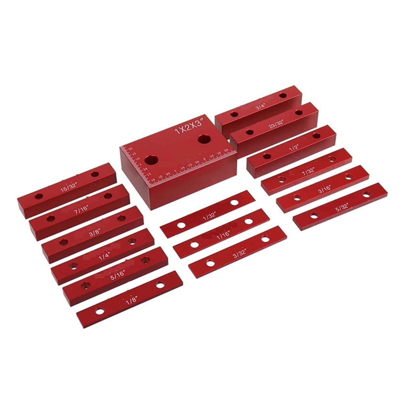 CVFRDD Gauge Block Set 16pcs Setup Blocks Inch Height Gauge Set Precision Aluminum Bars For Router And Table Saw Accessories Woodworking Up
