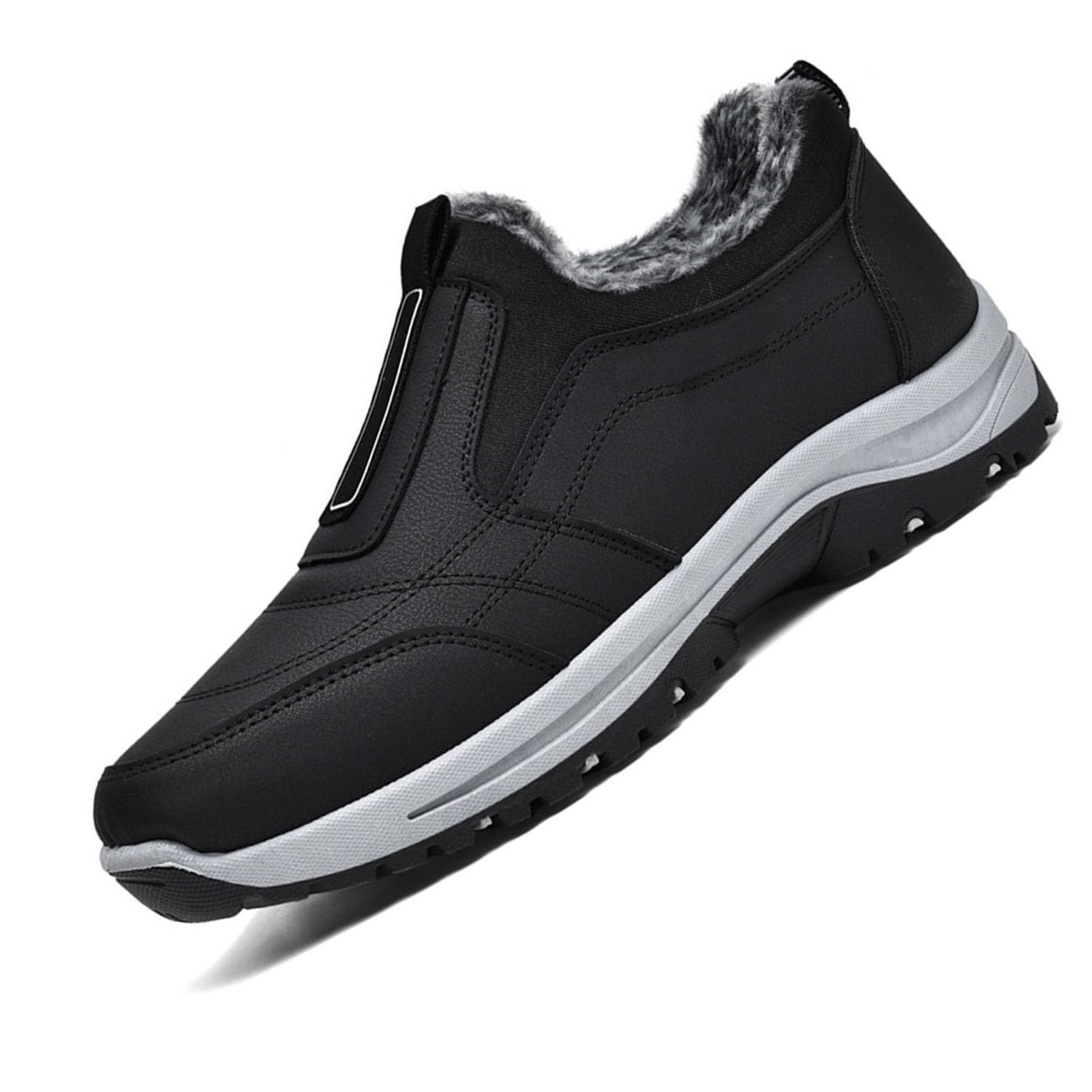 Aocase Men's Black Slip On Trainers Winter Warm Wide Fit Comfy Trainers Non-Slip Orthopedic Shoes Lightweight Casual Jogging Shoes Waterproof Walking Shoes For Plantar Fasciitis Shoes,,45/275Mm