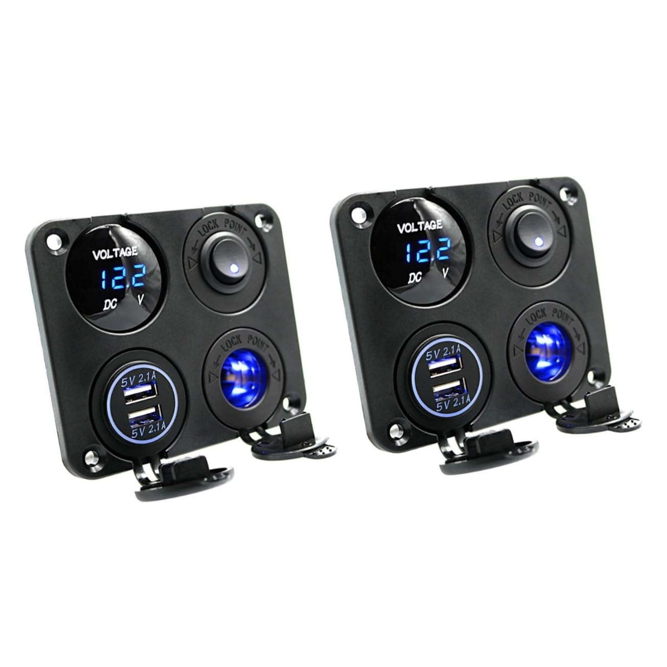HOMSFOU 2 Pezzi 4 1 Convertitore Per Auto 21a Caricabatterie Usb Doppio Led Voltmetro 12-24v Tensione Universale Per Veicoli Barca