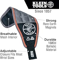 Vista 2 de Klein Tools 55895 Magnetic Wristband, Tradesman Pro Tool Wristband Holds Wire Connectors, Screws, Nails, Drill Bits, With Breathable Mesh