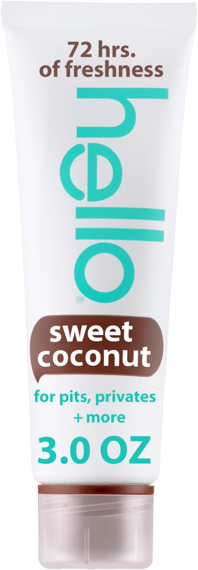 hello All Over Sweet Coconut Deodorant Cream, Aluminum Free Deodorant Cream for Pits, Privates + More, Offers 72 Hours of Freshness, Safe for Sensitive Skin, Vegan, 1 Pack, 3 Oz Tube