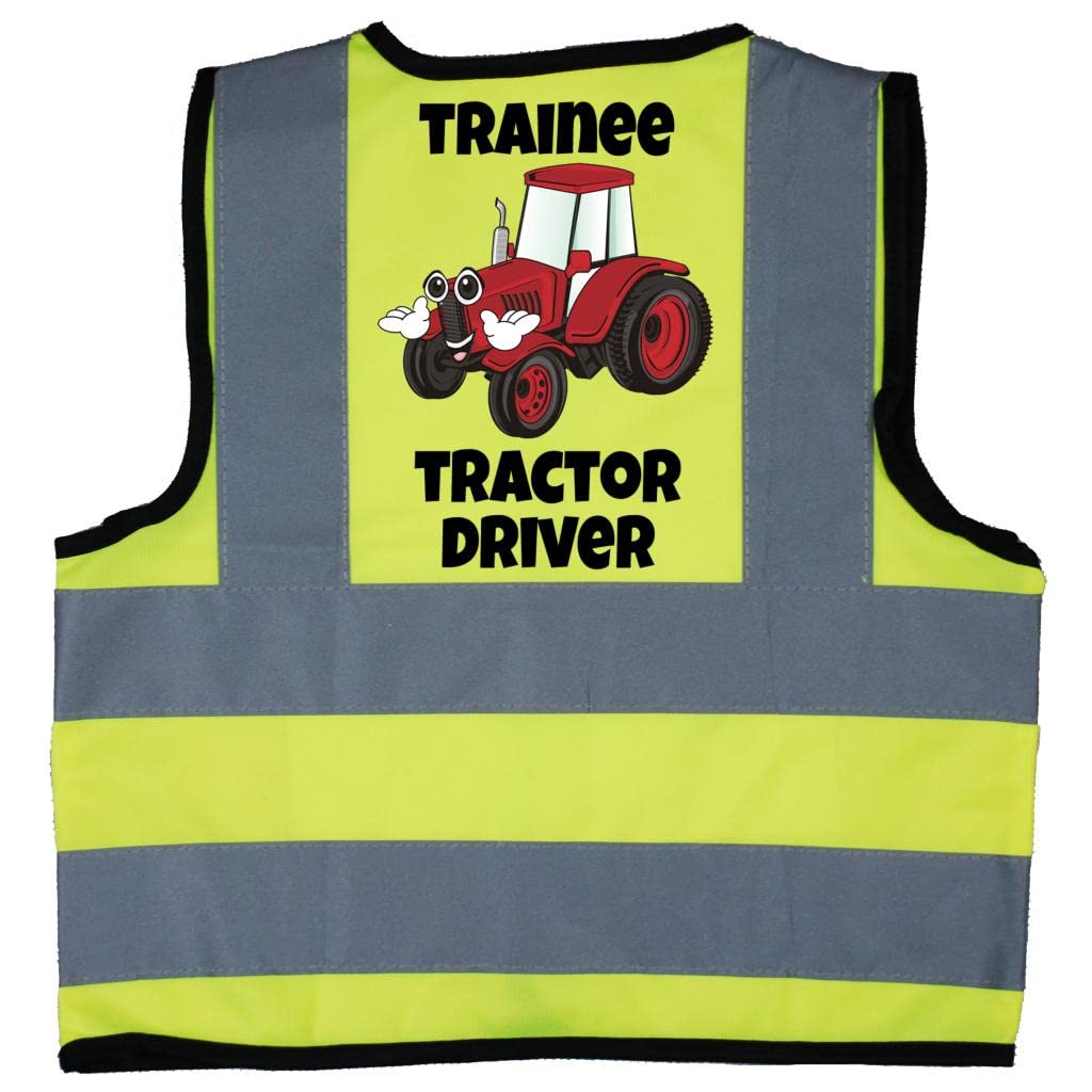 Acce Products Trainee Tractor Driver Red Baby Children Kids Hi Vis Safety Jacket Vest Size 2-3 Years Yellow Optional Personalised To Front