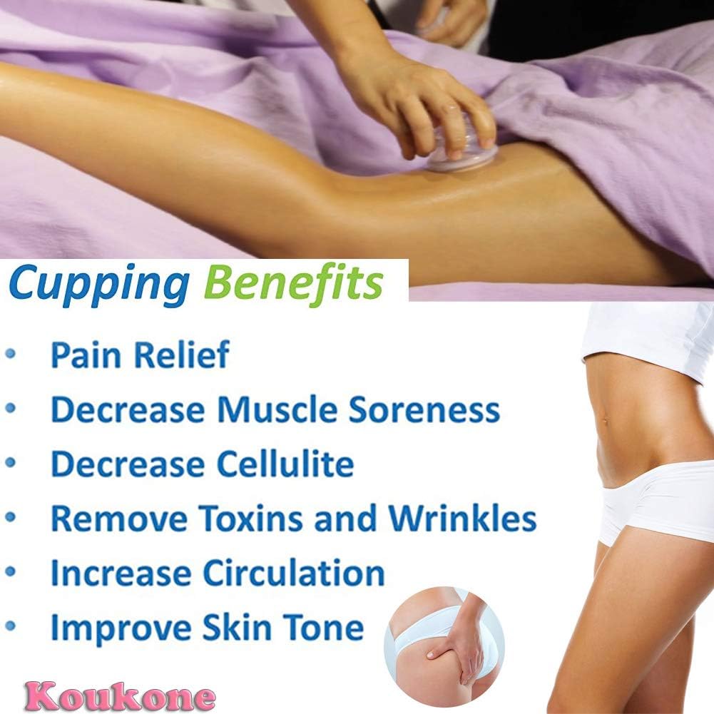 Silicone Cupping Therapy Sets (4 Sizes, Includes 1pc X-Large) Vacuum Massage Cups Kit for Cellulite Treatment & Tissue Muscle Joint Neck Back Pain Relief Massager (Pack of 7, Medium Set)