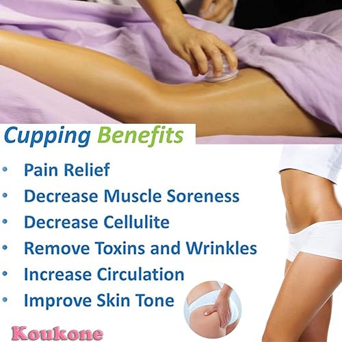 Miniatura 6 de Koukone - Juego de 7 vasos de silicona para terapia de ventosas transparentes para terapia de ventosas médicas al vacío y tazas de masaje