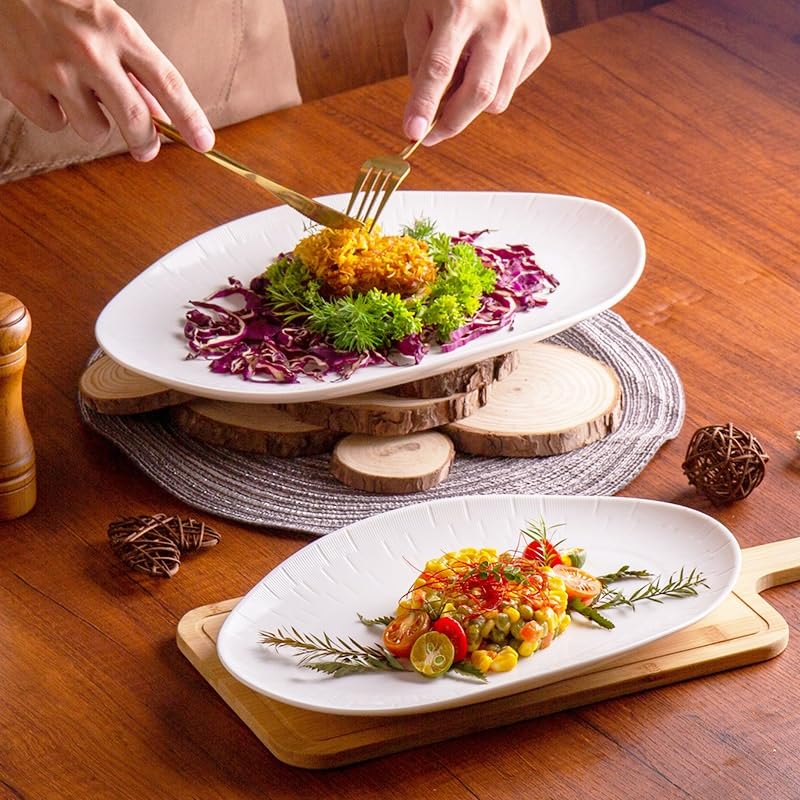 Teller Haushalt Gedämpfte Fisch Platte Keramik Reine Weiß Gegrillte Gemüse Oval Geschirr(L)